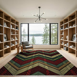 Red Green Zigzag Braided Area Rug