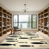 Black Fish Coastal Area Rug