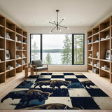 Distressed Vintage Bison Checkered Rug