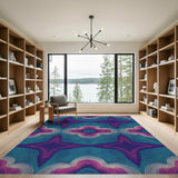 Blue Teal Geometric Star Area Rug