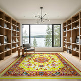 Multi-color and Patterns Traditional Persian Vibrant Yellow Persian Medallion Area Rug