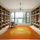 Vibrant Orange Sunburst Geometric Area Rug