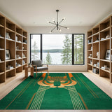 Geometric Tiger Face Area Rug - Green Orange