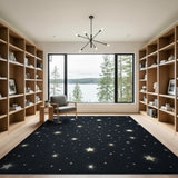 Starry Night Textured Black White Area Rug