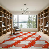 Bold Red Abstract Geometric Area Rug