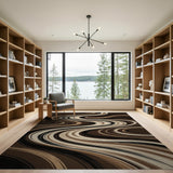 Brown and Tan Wavy Brown Abstract Area Rug