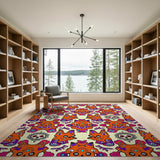 Vibrant Fox Skull Heritage Tribal Rug