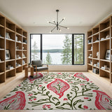 Red Paisley Floral Area Rug