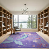 Whimsical Purple Mermaid Kids Area Rug
