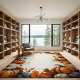 Orange Autumn Pumpkin Harvest Border Rug