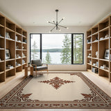 Ornate Cream Border Persian Area Rug