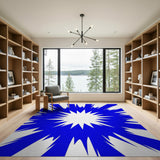 Vibrant Blue Starburst Geometric Area Rug