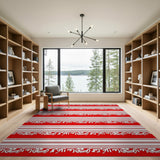 Bold Red Calligraphy Striped Area Rug