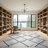 Black White Diagonal Lattice Area Rug