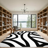 Black and White Abstract Swirl Area Rug