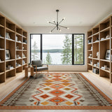 Vibrant Orange Southwestern Diamond Pattern Rug