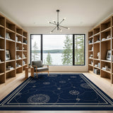 Navy Celestial Mandala Floral Area Rug