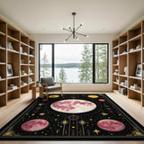 Pink Moon Celestial Stars Area Rug