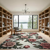 Floral Vintage Pink Vintage Blush Pink Rose Floral Area Rug