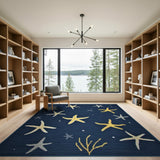 Navy Starfish Coastal Area Rug