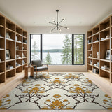 Vintage Gold Floral Damask Area Rug