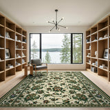 Green Ivory Floral Persian Area Rug