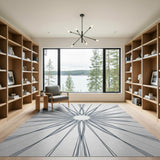 ODIKA Modern Grey Abstract Starburst Washable Low Pile Area Rug