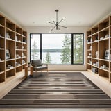 Brown Tan Geometric Striped Woven Rug