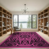 Pink Traditional Persian Vibrant Pink Persian Mandala Area Rug