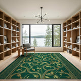 Emerald Green Golden Serpent Vine Area Rug