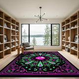 Cosmic Pink Green Mandala Area Rug
