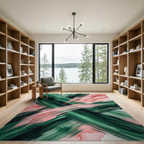Bold Green Pink Watercolor Abstract Rug