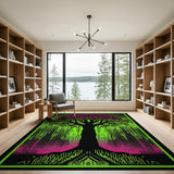 Neon Pink Blossom Tree Area Rug