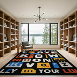 Live Love Know Yourself Bold Typographic Area Rug