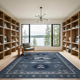 Navy Blue Lakeside Camping Tent Southwestern Rug