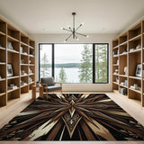 Distressed Brown Mandala Starburst Area Rug
