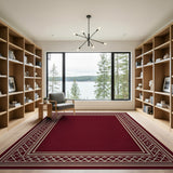 Ornate Cream Border Deep Red Persian Rug