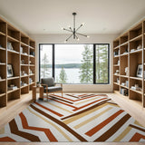 Zigzag Geometric Brown Tan Area Rug