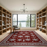 Red Snowflake Red Snowflake Geometric Area Rug