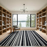 Bold Vertical Geometric Modern Bold Black White Vertical Striped Area Rug