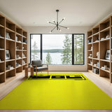 Vibrant Yellow Area Rug with Bold Black MOL Logo