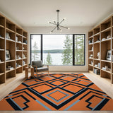 Geometric Modern Bold Orange Geometric Modern Area Rug