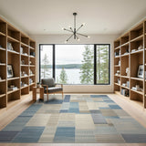 Blue Patchwork Stripe Geometric Area Rug