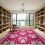 Pink Floral Art Nouveau Area Rug