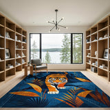 Teal Jungle Tiger Area Rug