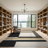 Geometric Modern Modern Black White Geometric Striped Area Rug