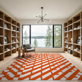 Bold Orange Geometric Zigzag Area Rug