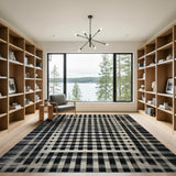 Black White Distressed Checkered Area Rug