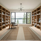 Brown Tan Vertical Stripe Woven Area Rug