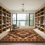 Bold Orange Black Southwestern Geometric Rug